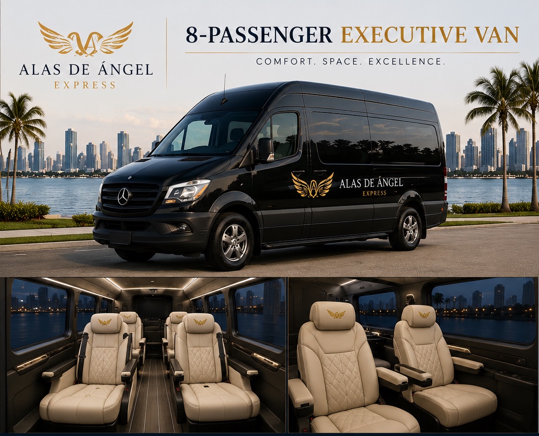 Alas de Ángel Express passengers in a premium vehicle